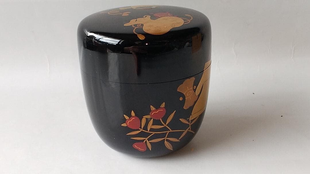 出口順慶 作 宝尽し 中棗 棗 共箱 蒔絵 螺鈿細工 漆器 漆芸 茶道具