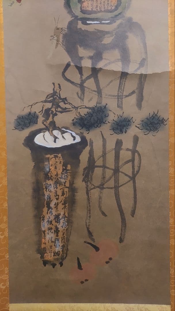 ご希望額まで値下げ～@中国画家 斉白石 花鳥図の印刷掛軸(一部に手彩色) 2本