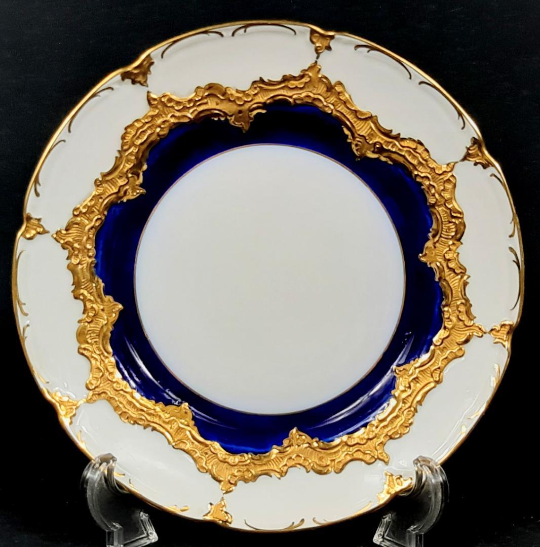 24金マイセングランツゴールドBフォーム紺カップ＆ソーサ＆プレート美品1級品 ヘ