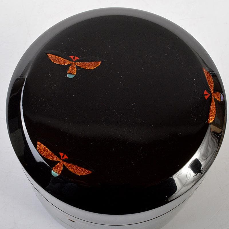 茶道具　中村宗悦作　即中斎好　早苗蛍　螺鈿装飾　雪吹茶器　共箱　V　6562