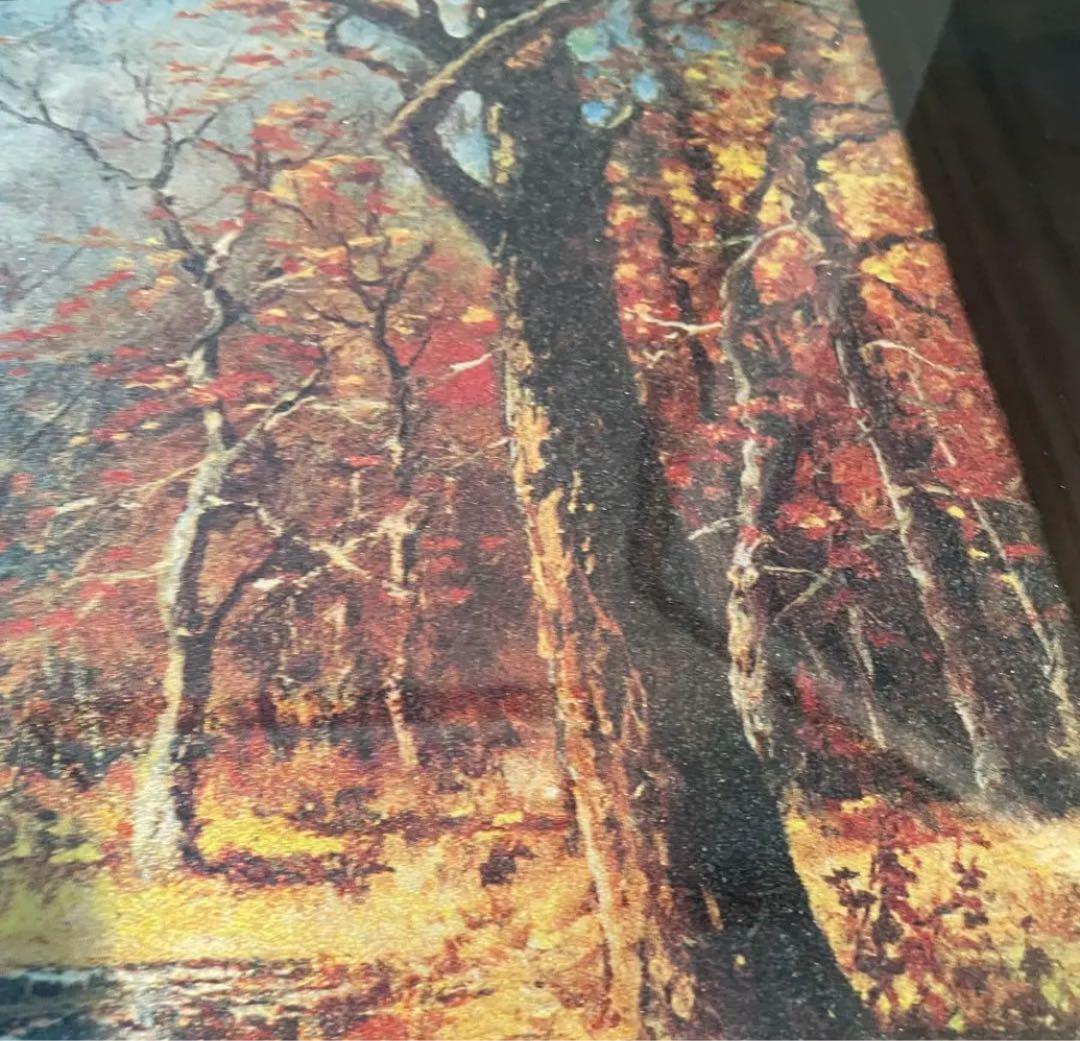 水晶画】世界の名画 ロバート・ウッド 10月の朝 風景画 秋景色 風景画