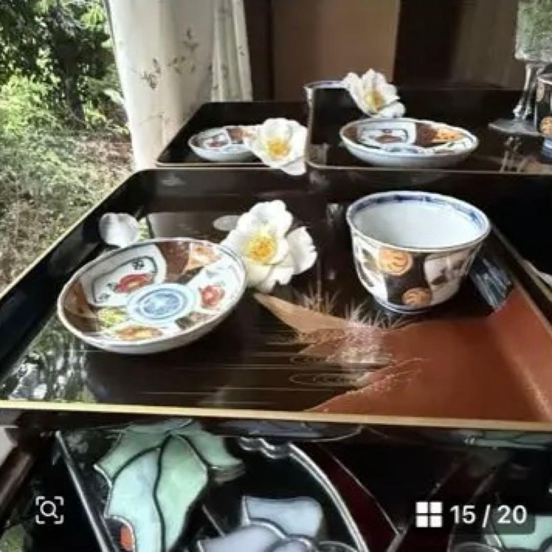 2230様感謝‼️JAPANGOZEN超絶時代蒔絵「源氏物語　須磨　明石」御膳5客