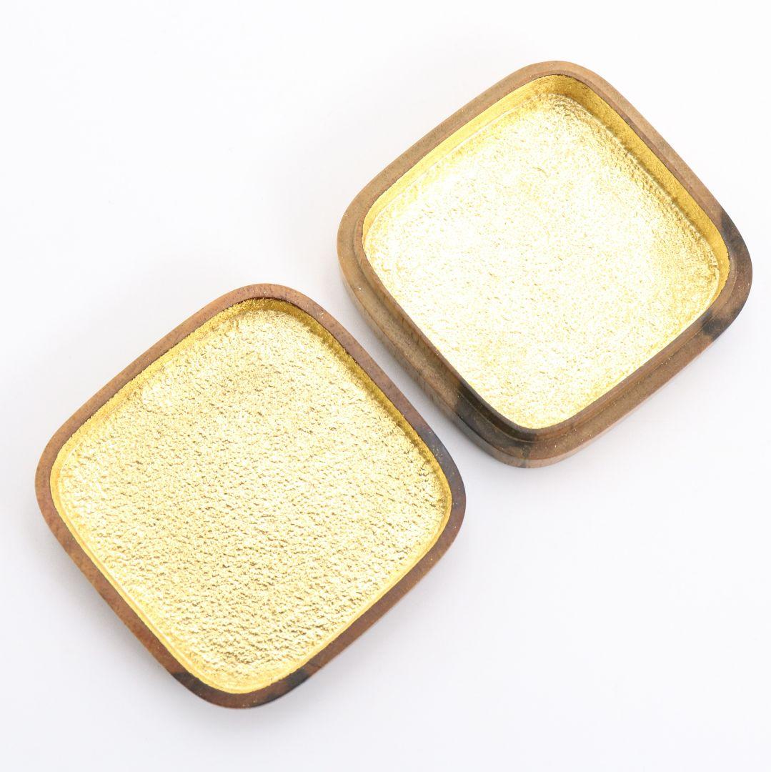 道場宗廣作 蛇籠 黒柿 四方香合 茶道具 共箱　rC796　N4