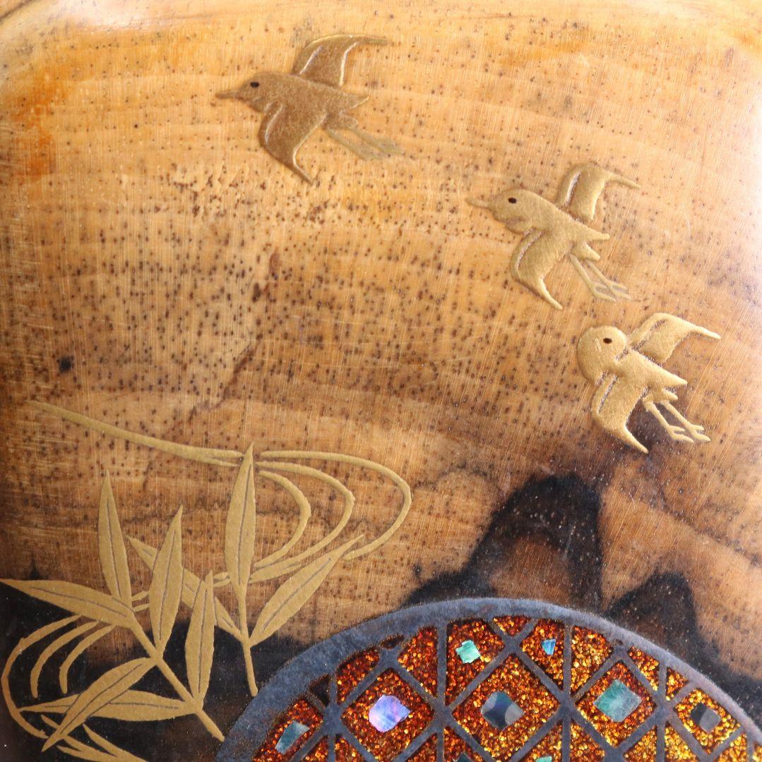 道場宗廣作 蛇籠 黒柿 四方香合 茶道具 共箱　rC796　N4