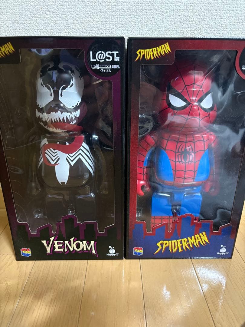ベアブリック400% スパイダーマンヴェノム くじSPラストワン賞ペア
