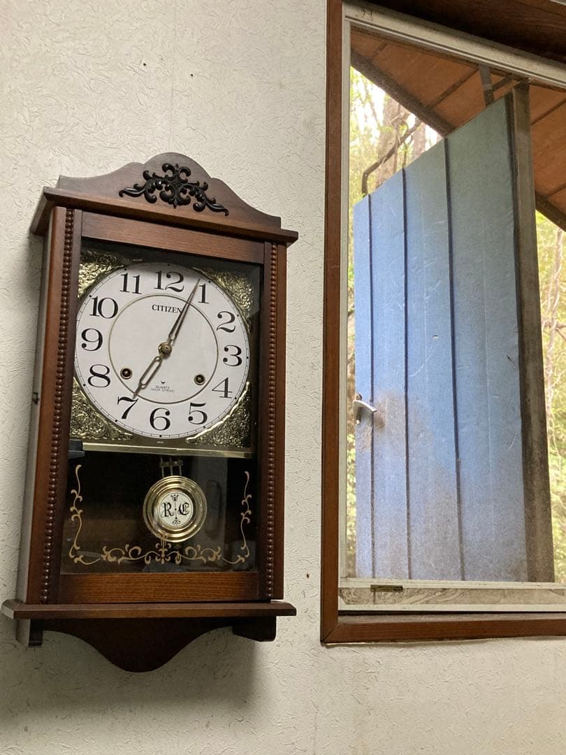 citizen昭和アンティーク柱時計 修復クォーツ新品使用 振り子作動 無音