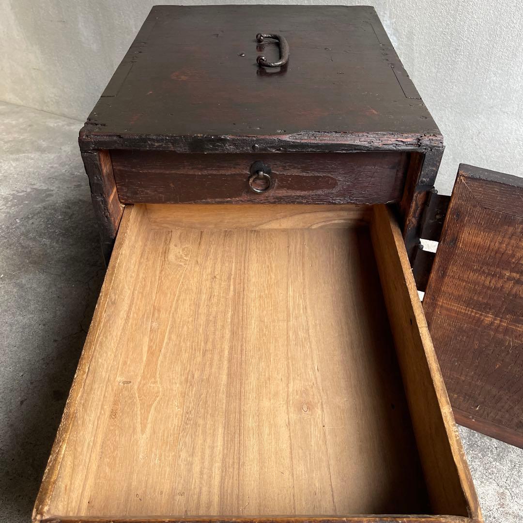 骨董 時代箪笥 船箪笥 銭箱 帳場箪笥 欅製 江戸期 古家具 古道具