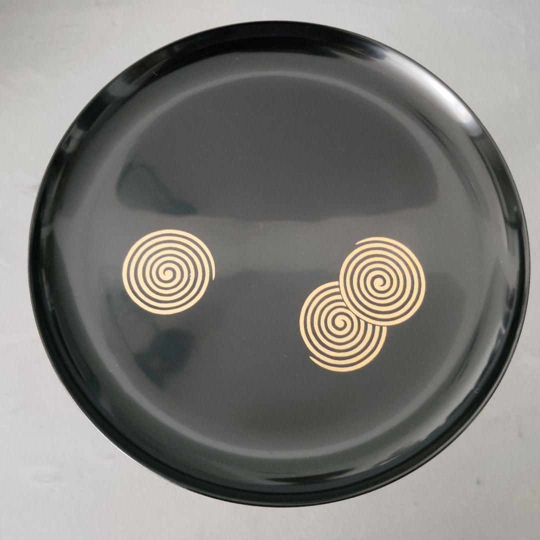 茶道具 木製 真塗 堅地本漆塗 貴人高杯 渦 紙箱 菓子器