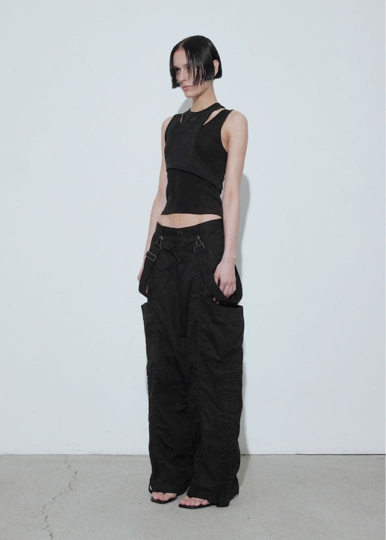 bohemseo レイヤードトラックタンクトップシズニルック ブラック