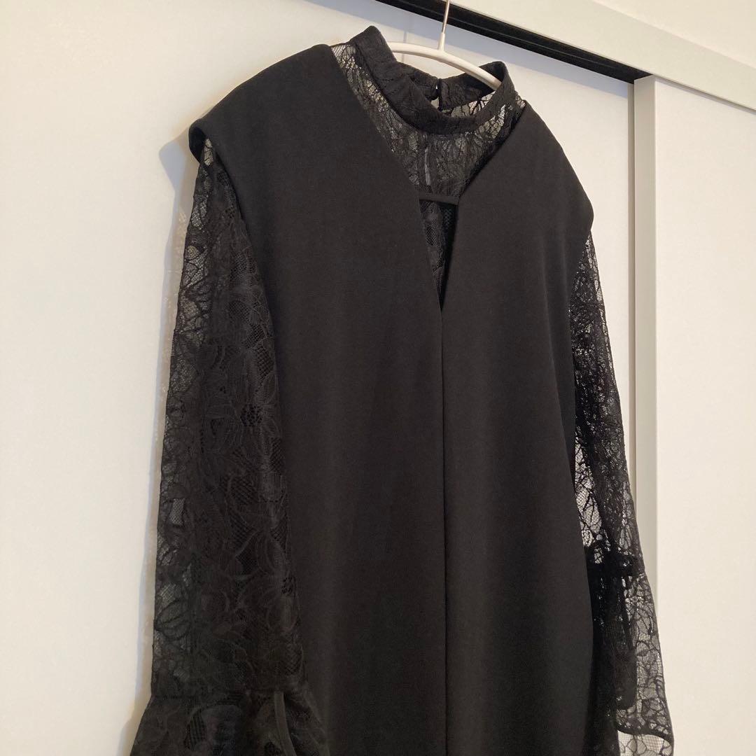 ニアナ ベルスリーブスリットドレス パーティードレス