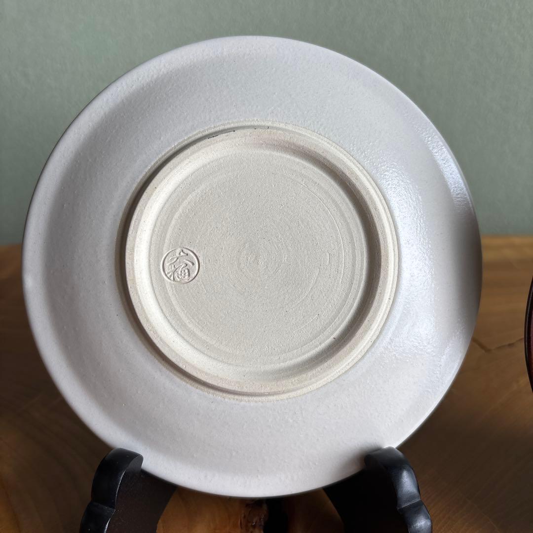 大樋焼 大樋長左衛門 年郎 「紅白 福寿」直径15.5cm 飴釉 共箱