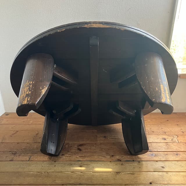 ヴィンテージ ダークブラウン 形 木製 座卓 ちゃぶ台 ローテーブル 古道具