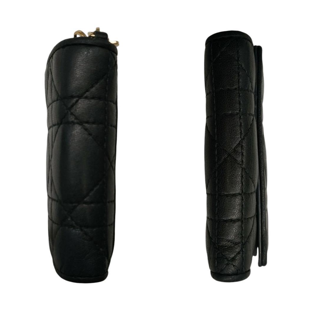 ディオール 三つ折り財布 ロータスウォレット カナージュ ブラック