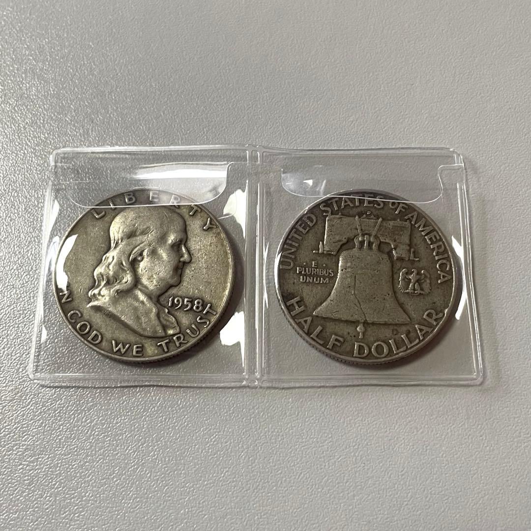1954年 1958年 フランクリン ハーフダラー 銀貨 並品 2枚セット