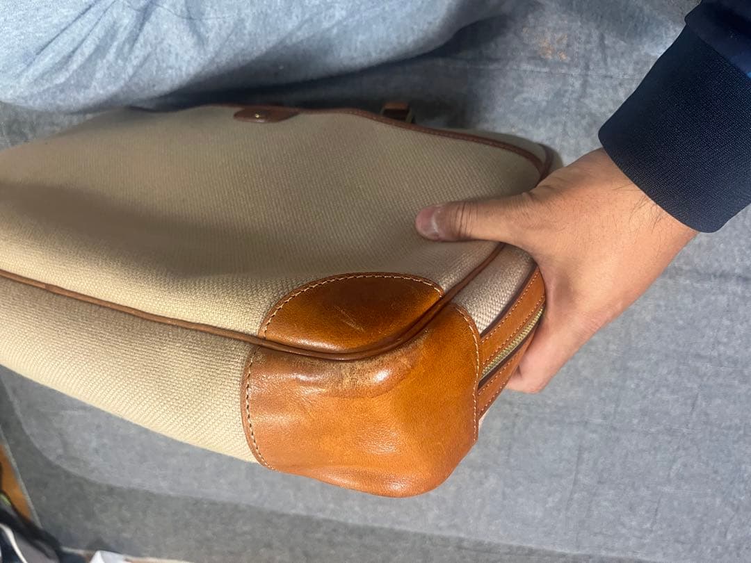 万双 ブリーフケース キャンバス×レザー 2室 廃盤 希少 ビジネスバッグ