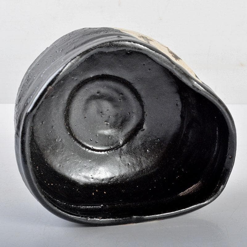 人間国宝 荒川豊蔵作 黒織部 沓形茶碗 共箱 M R4339 購入 茶道具 人間