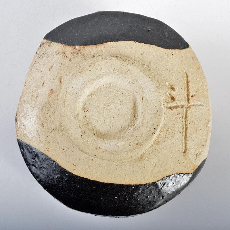 人間国宝 荒川豊蔵作 黒織部 沓形茶碗 共箱 M R4339 購入 茶道具 人間