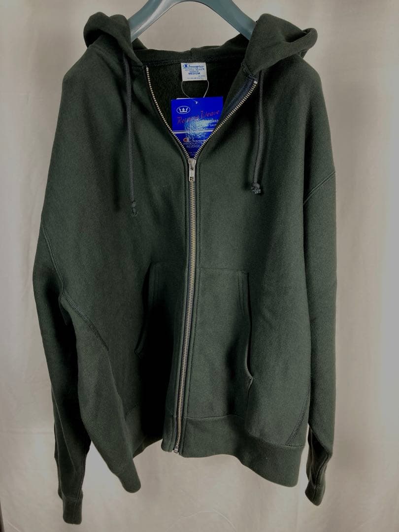 Champion BEAMS別注 ジップアップ リバースウィーブ ダークグリーン