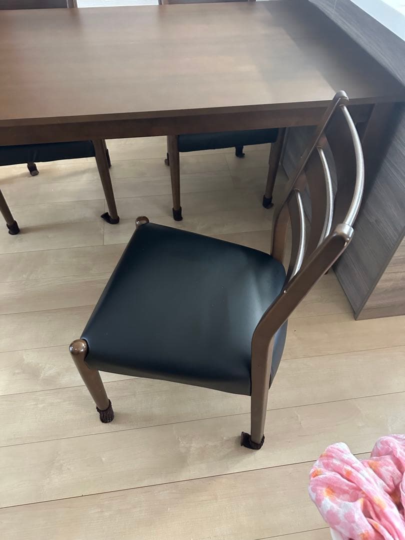 【着払いor引取り】ダークブラウン木製ダイニングテーブルと椅子セット