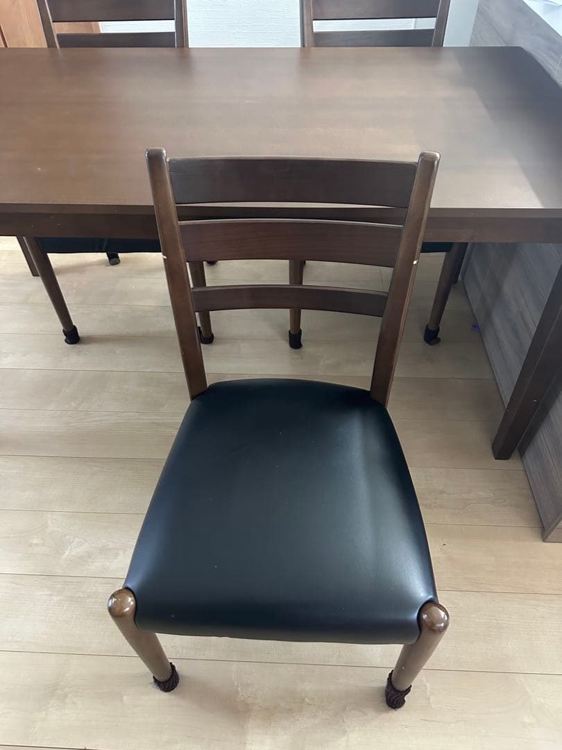 【着払いor引取り】ダークブラウン木製ダイニングテーブルと椅子セット