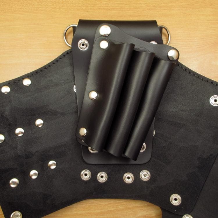 フラワースタッズ装飾　オールブラック　本革　６丁差し　SCA-235/CKA