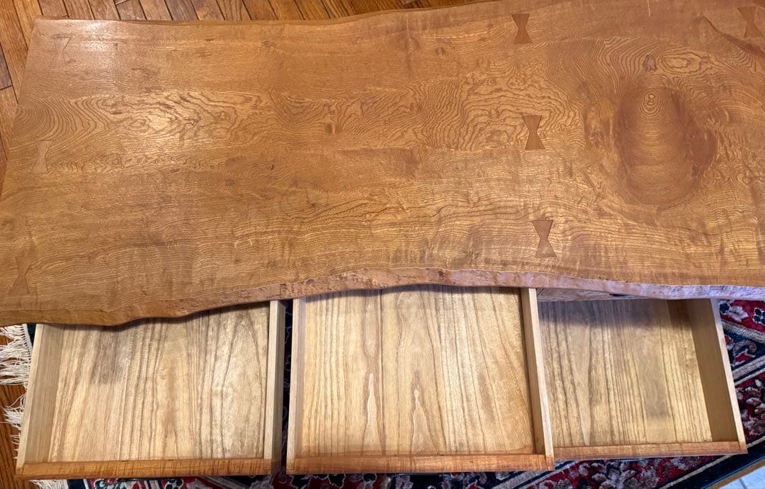 レア！無垢材 縮み杢 高級家具 一枚板 座机 文机 座敷机 座