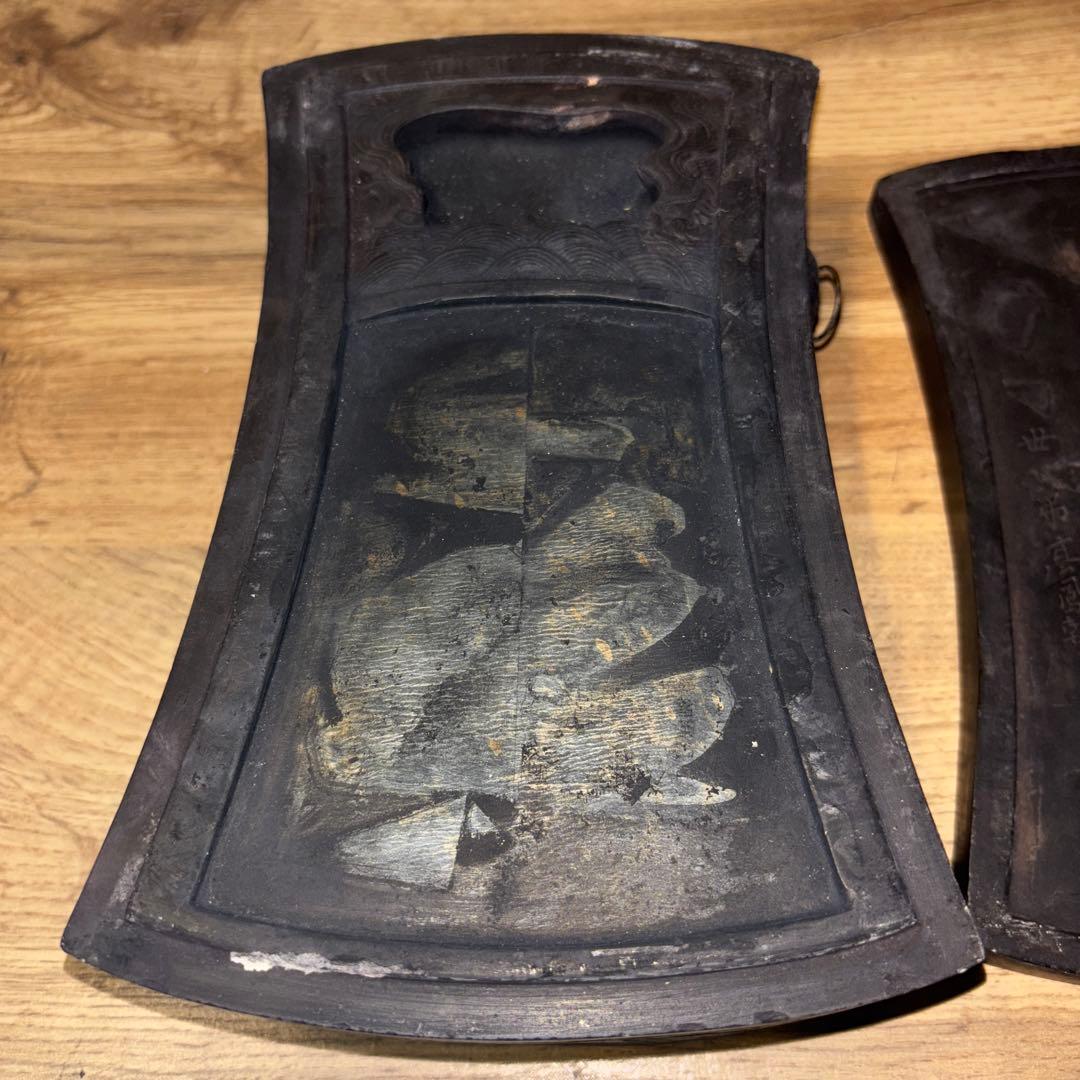 b*h様 希少品　雪浪金星　硯　彫刻入り　大型硯箱 書道用　中国骨董品