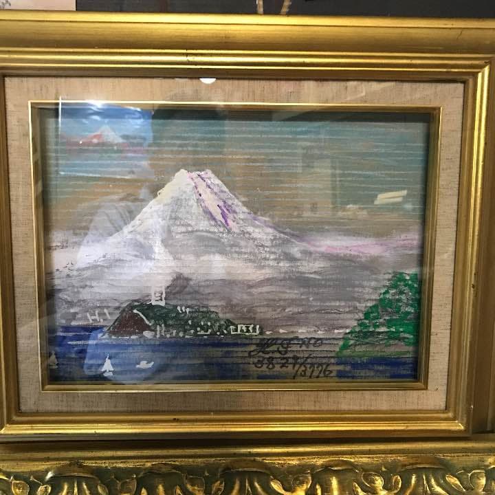 油絵 6号 早朝の富士山と江ノ島 糸川裕志作 油絵 6号 早朝の富士山と江ノ島 糸川裕志作｜