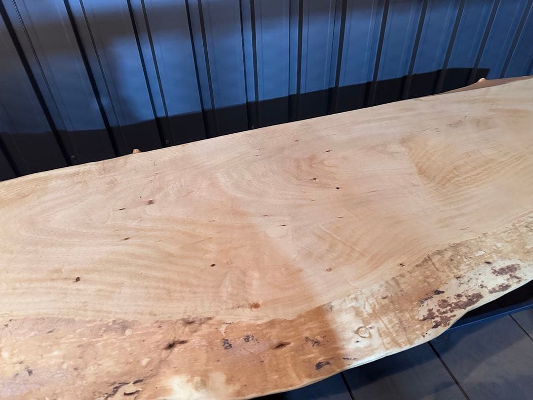 栃 トチ 一枚板テーブル ローテーブル ベンチディスプレイ アイアン 民泊