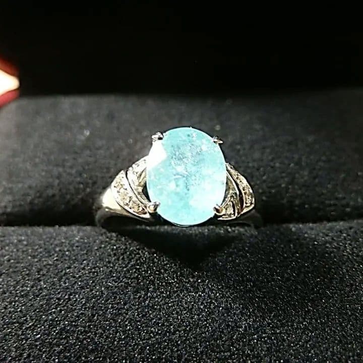 K14 パライバトルマリン 2.04ct ダイヤ付きリング 13号程　刻印有