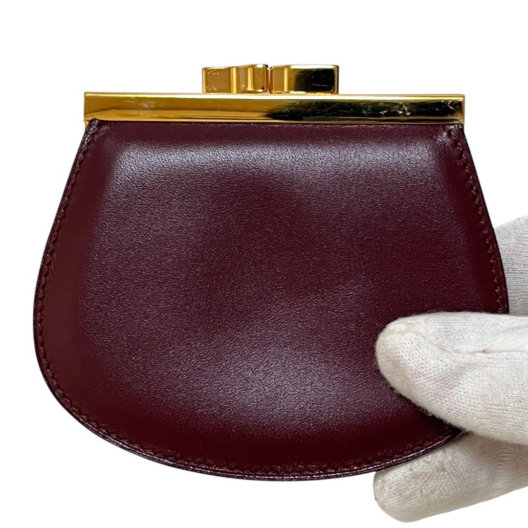 Cartier カルティエ ケース がま口 マストライン レザー ボルドー