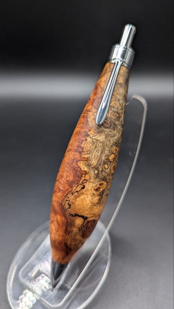 156ペン工房翌檜 花梨 紅白 源平 瘤杢 極太 木軸シャーペン 木軸
