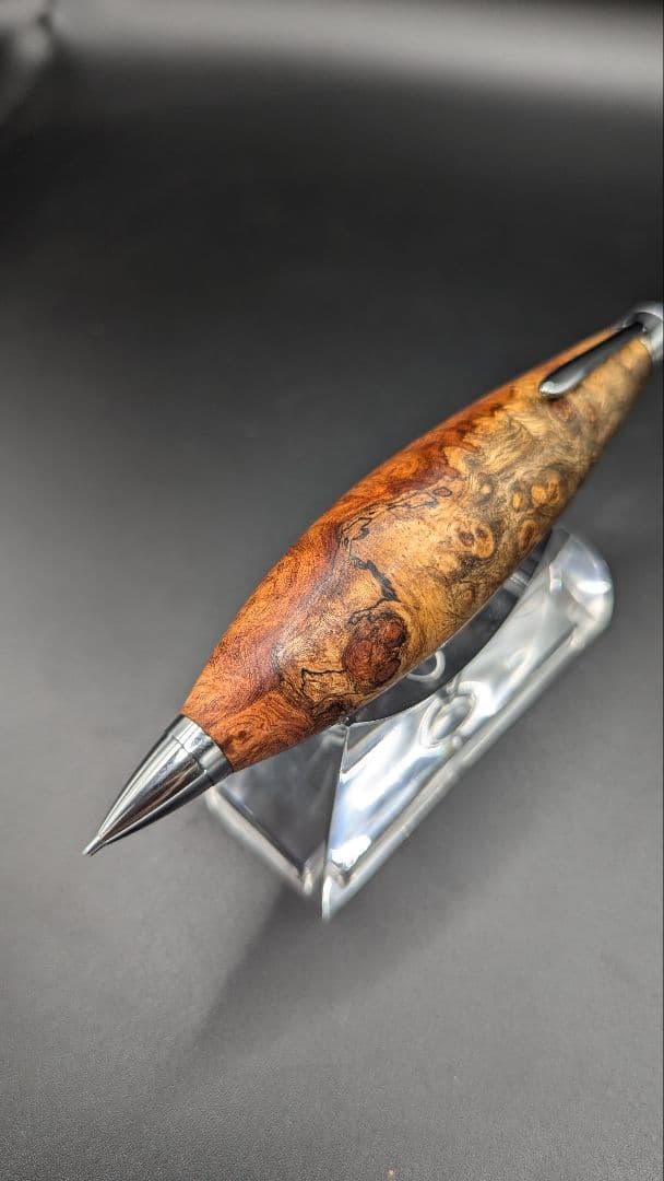 156ペン工房翌檜 花梨 紅白 源平 瘤杢 極太 木軸シャーペン 木軸