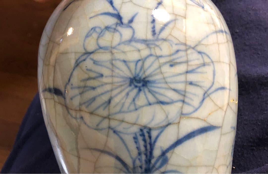 中国　骨董　清時代　仿哥窑 哥窯　青花　染め付け　花瓶