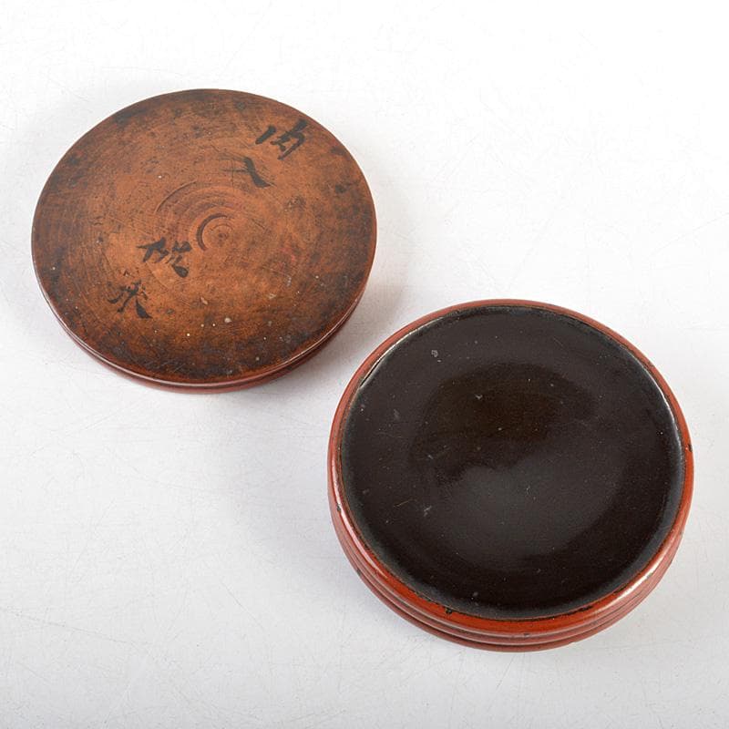 茶道具　根来塗　古根来　香合　時代箱　V　R5909