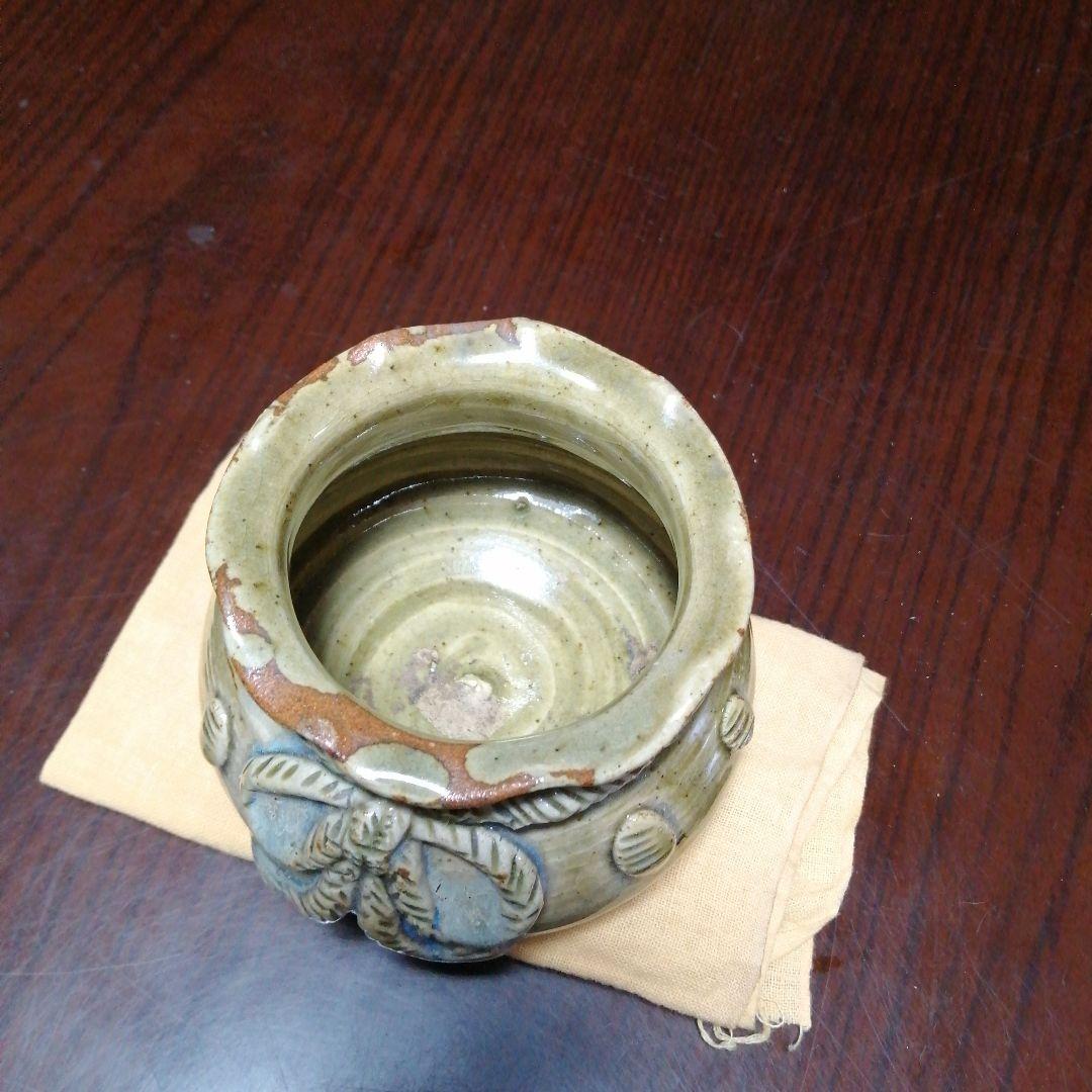 瀬戸焼 加藤春岱 宝袋形建水 12cm 江戸後期〜明治期