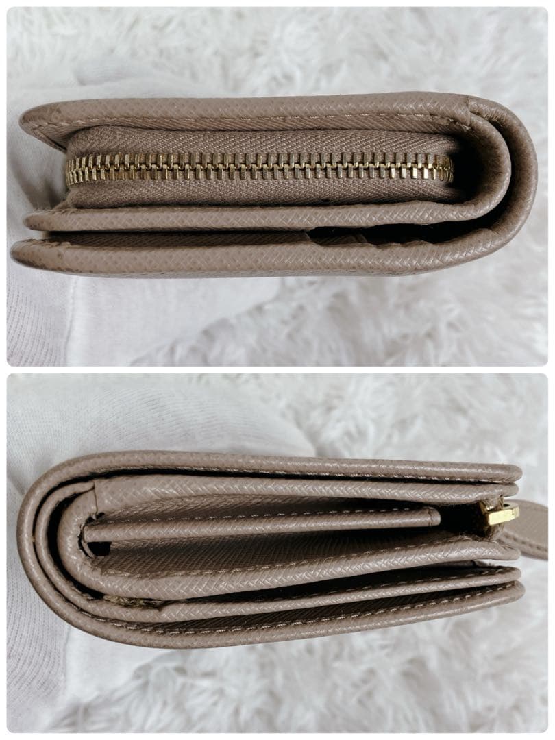 プラダ 1ML018 折り財布 L字ジップ サフィアーノレザー ピンクベージュ