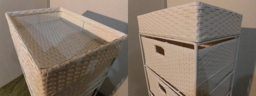 アウトレット【送料無料・新品】ラタン風★サニタリー★ランドリーチェスト/ホワイト