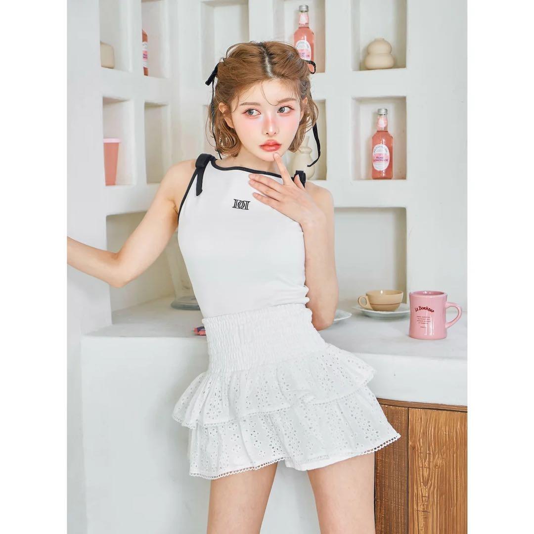 新品タグ ダーリッチ リボンDDロゴノースリトップス ホワイト