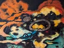 【真作】現代工芸　野入康子　彩光　モダンアート　抽象構成×幻想色彩　W56