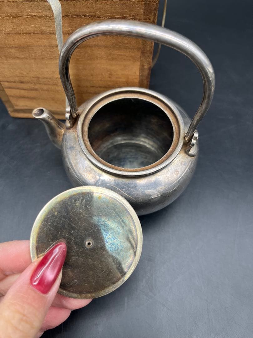 【純銀製】急須 箱付き 刻印あり