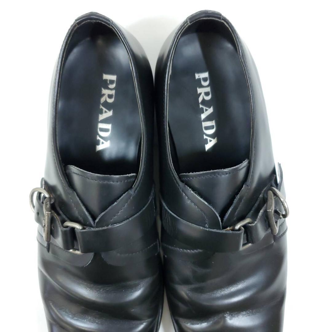 プラダ　激レア　ヴィンテージ　スクエアトゥ　モンクストラップ　美品　25.5cm
