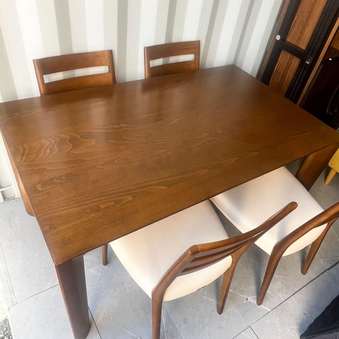 取付無料！カリモク家具 天然木北欧風ナチュラルダイニングテーブル&チェア4脚✨
