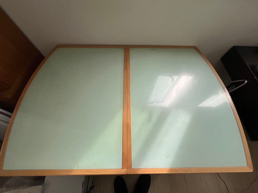 大塚家具　ダイニングテーブル　伸縮ガラストップ　木製ナチュラル