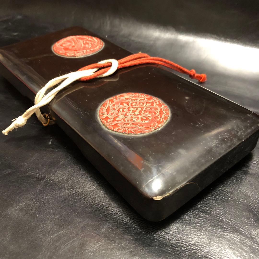 古美術◇蔵から漆塗りのカッコイイ鳳凰があしらわれた箱、入れ物、筆