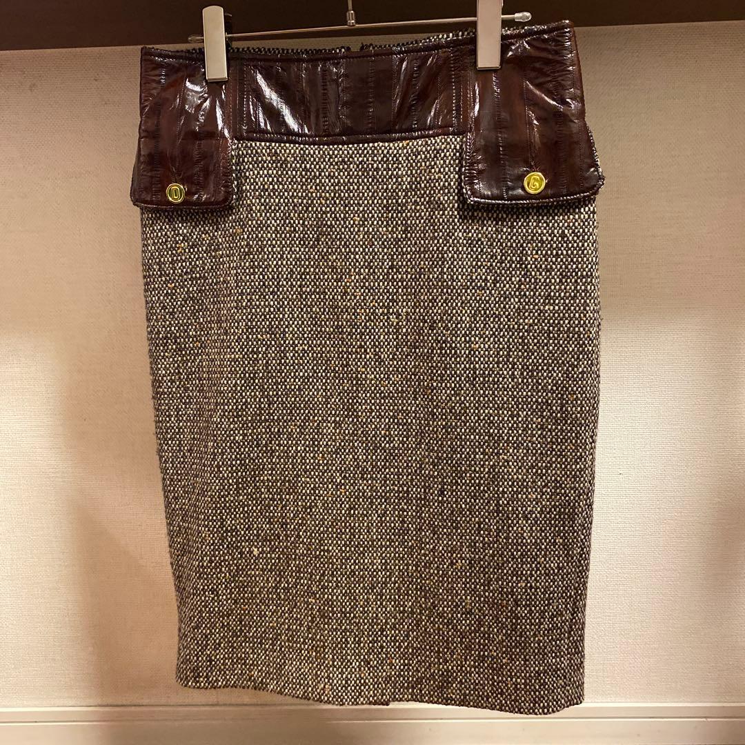 D&G ブラウン系ツイードタイトスカート