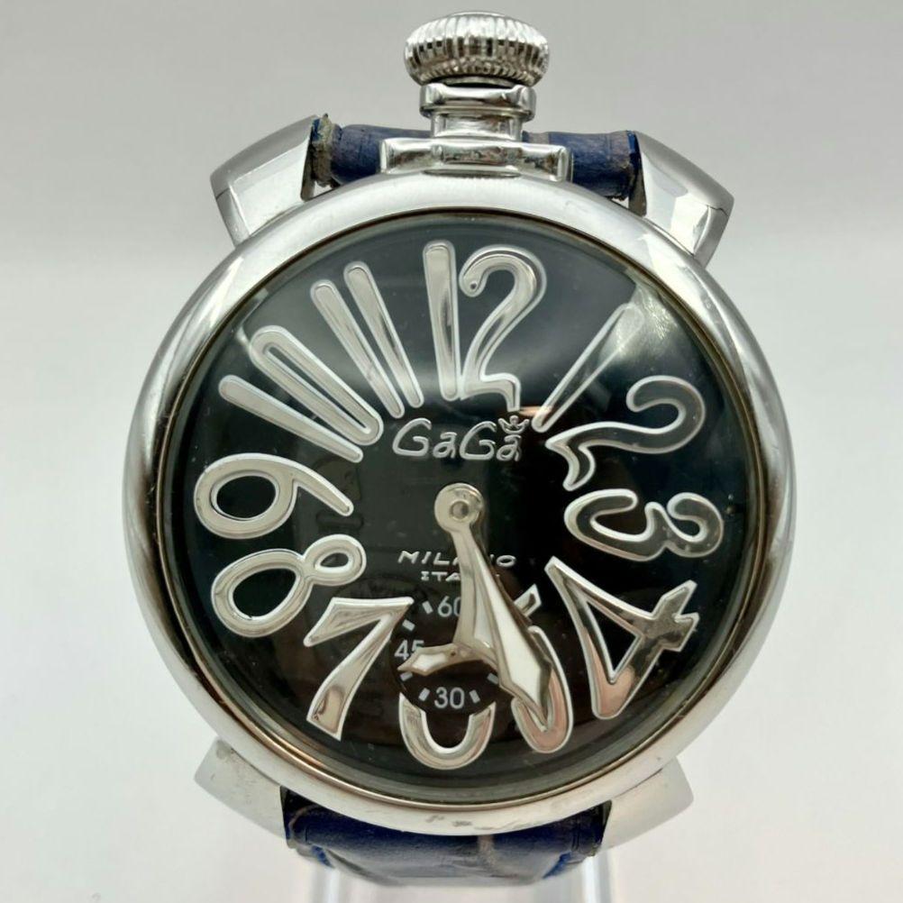 【稼働品】GAGAMILANO ガガミラノ 腕時計 手巻き式 マヌアーレ48 黒