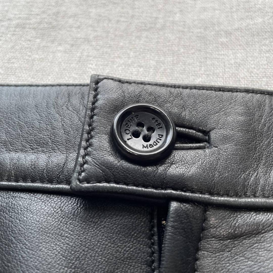 美品　ロエベ　ラムレザースカート　Aラインシルエット　36　S　羊革 ひざ丈