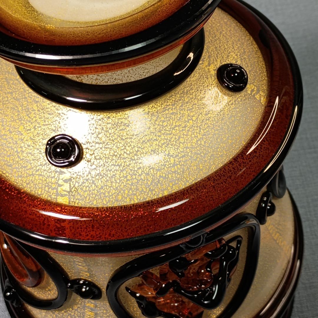 □岩田久利 作 『硝子紋章花壷』 共箱 27cm 花瓶 技工名品 日展