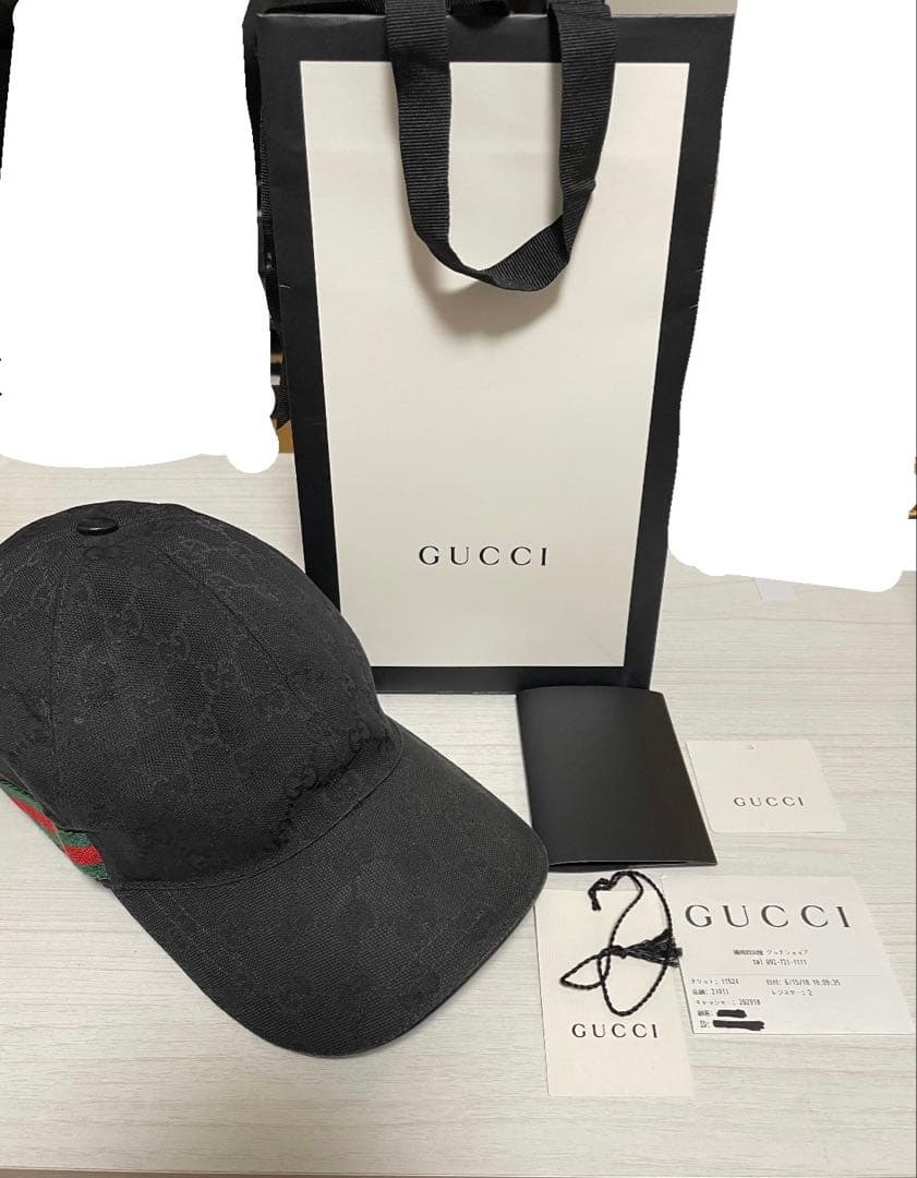 新品未使用タグ付き！GUCCI ブラック GGパターン キャップ